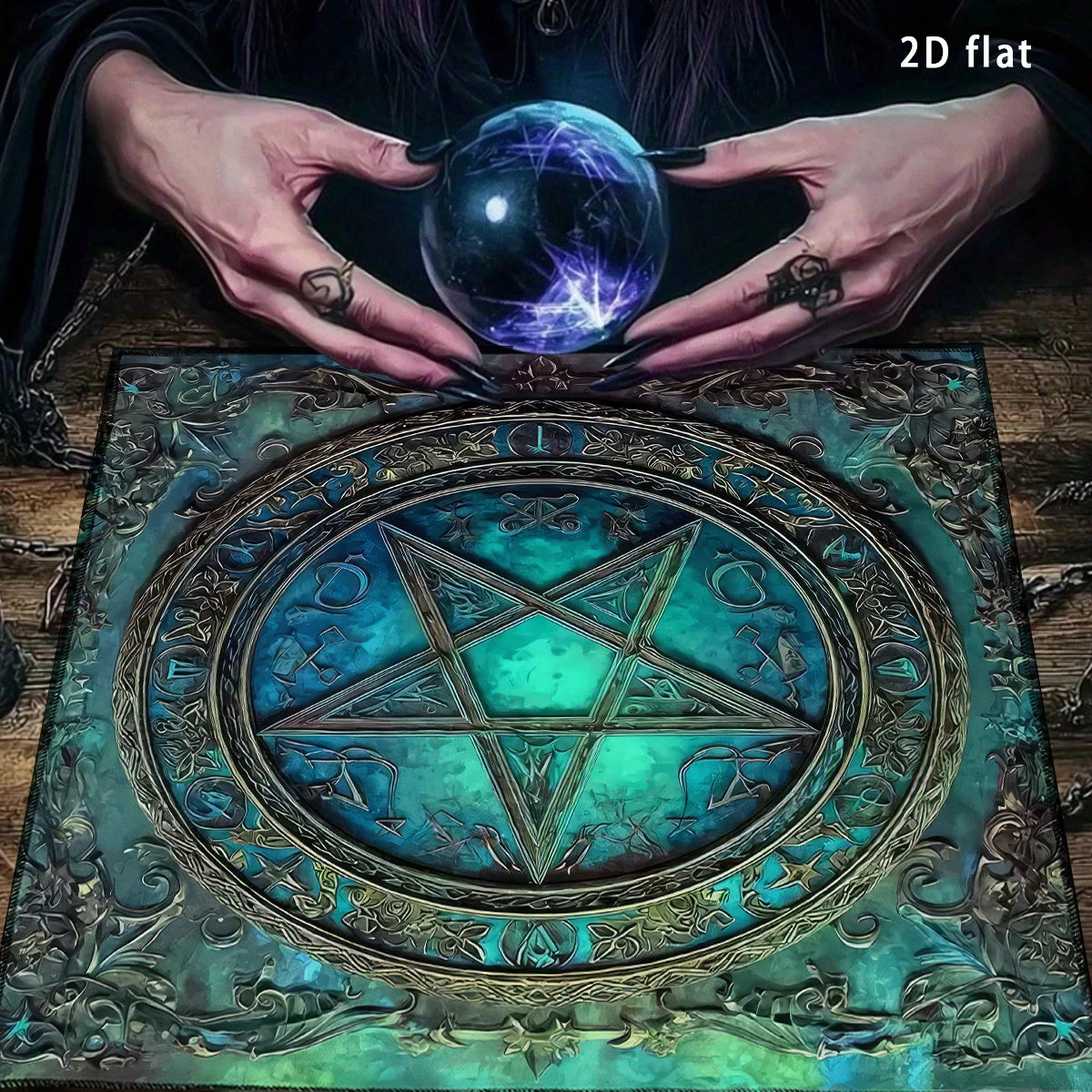 ✨ The Mystic Tides Altar Edition: Premium Gothic Pentagram Tarot Tablecloth – Professional Grade Divination Mat, Mystical Blue-Green Ombre Palette, and Reinforced Pagan Witchcraft Ritual Cloth