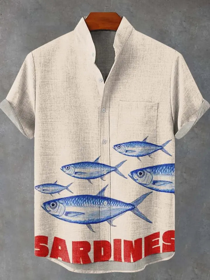 🦞 The Lobster-Luxe Coastal Masterpiece: Premium Men's Cotton-Linen Blend Short-Sleeve Shirt – High-Definition Lobster Graphic Print, Ultra-Breathable "Cool-Touch" Fabric, and Sophisticated Resort Fit