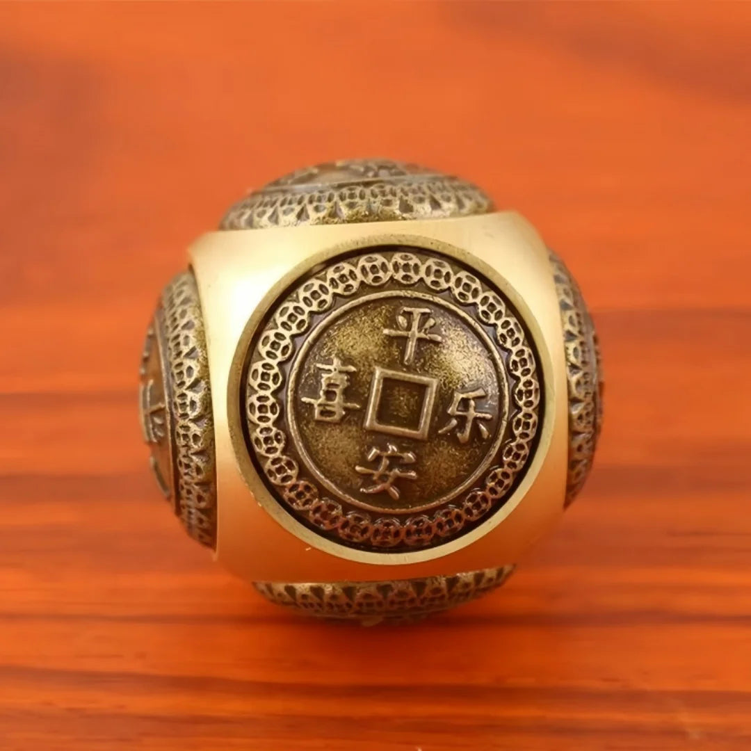 Six-Faced Chinese Lucky Coin Spinner – Rotating Fidget Toy for Stress Relief, Anxiety Reduction, and Focus Enhancement Peace