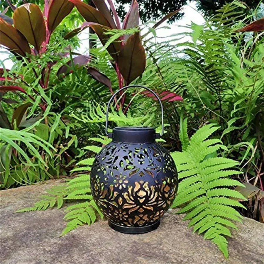 🌞 Outdoor Garden Solar Light Iron Art Hanging Light – Hollow LED Landscape & Projection | Waterproof & Stylish Garden Décor