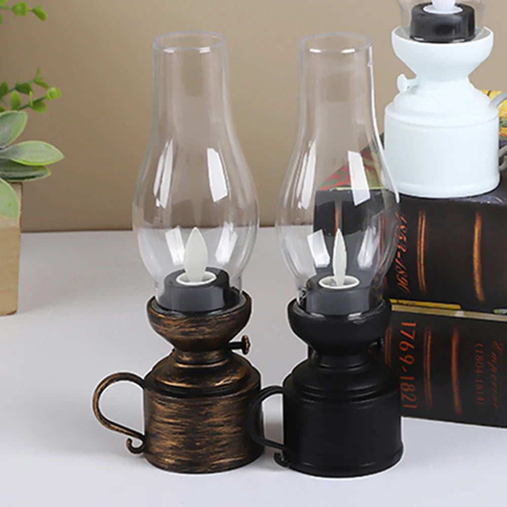 🕯️ Vintage Kerosene Lamp LED Flameless Candle – Antique Style Battery Operated Decoration Lamp for Halloween & Home Ambiance