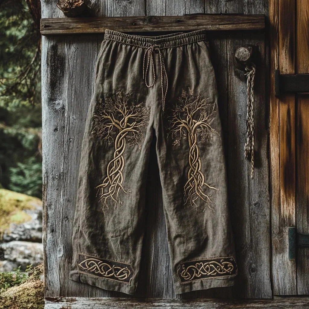 🃏 Men’s Retro Viking Celtic Skeleton 3D Printed Drawstring Pants – Casual Straight-Leg Summer Beach Pants, Plus Sizes S–5XL D81PHG259162364