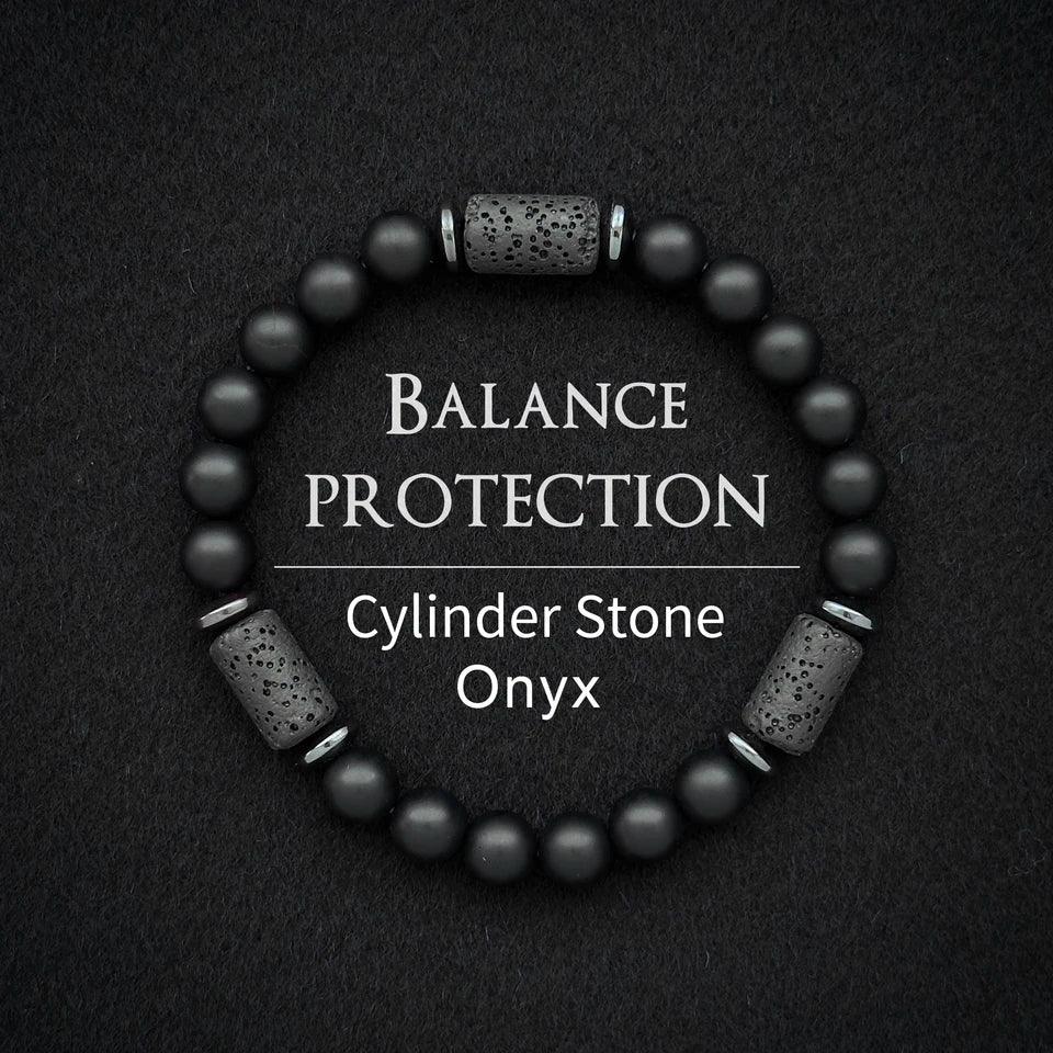 🖤 The "Modern Stealth" Bracelet: Matte Black Cylinder Stone Protection Band (Minimalist Series)