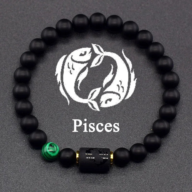 ✨ 12 Zodiac Constellation Signs Bracelet – Tiger Eye & Sparrow Picture Stone Beads – Virgo Charm Couple Jewelry for Men & Women 8 mm Beads