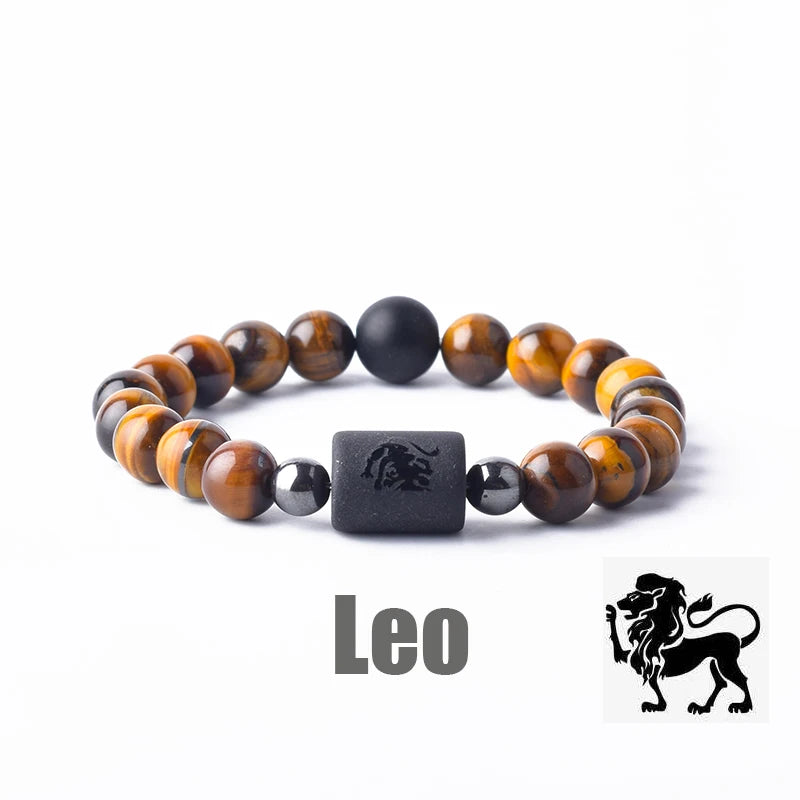 ✨ Zodiac Sign Bracelet Homme 12 Constellation Bangles – Adjustable Unisex Astrology Jewelry | Gemini, Virgo, Leo, Libra & More | Perfect Friendship Gift 18 8mm Beads