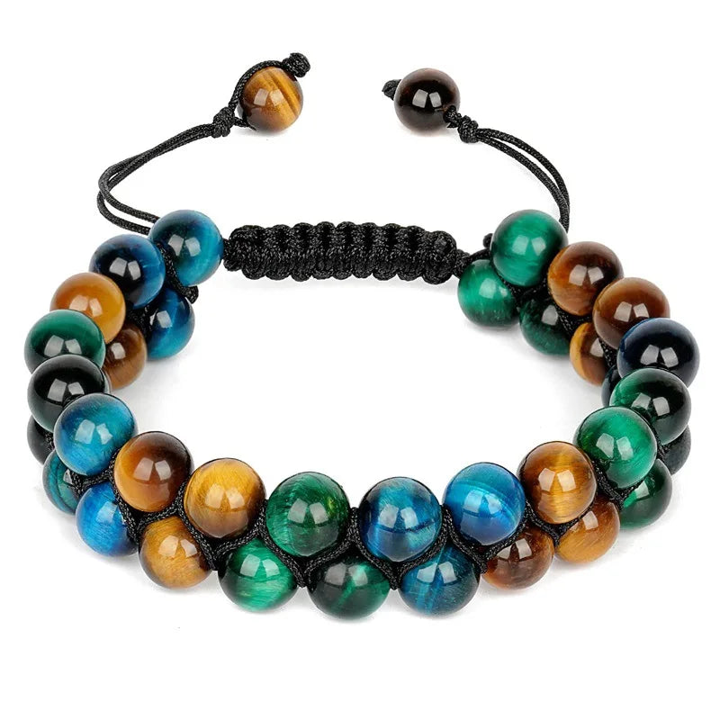 🛡️ Triple Protection Bracelet: Tiger Eye, Black Obsidian & Hematite 8mm Beads – Ultimate Energy Shield, Grounding & Healing Crystal Bangle for Men & Women 8MM Bead Bracelet-29