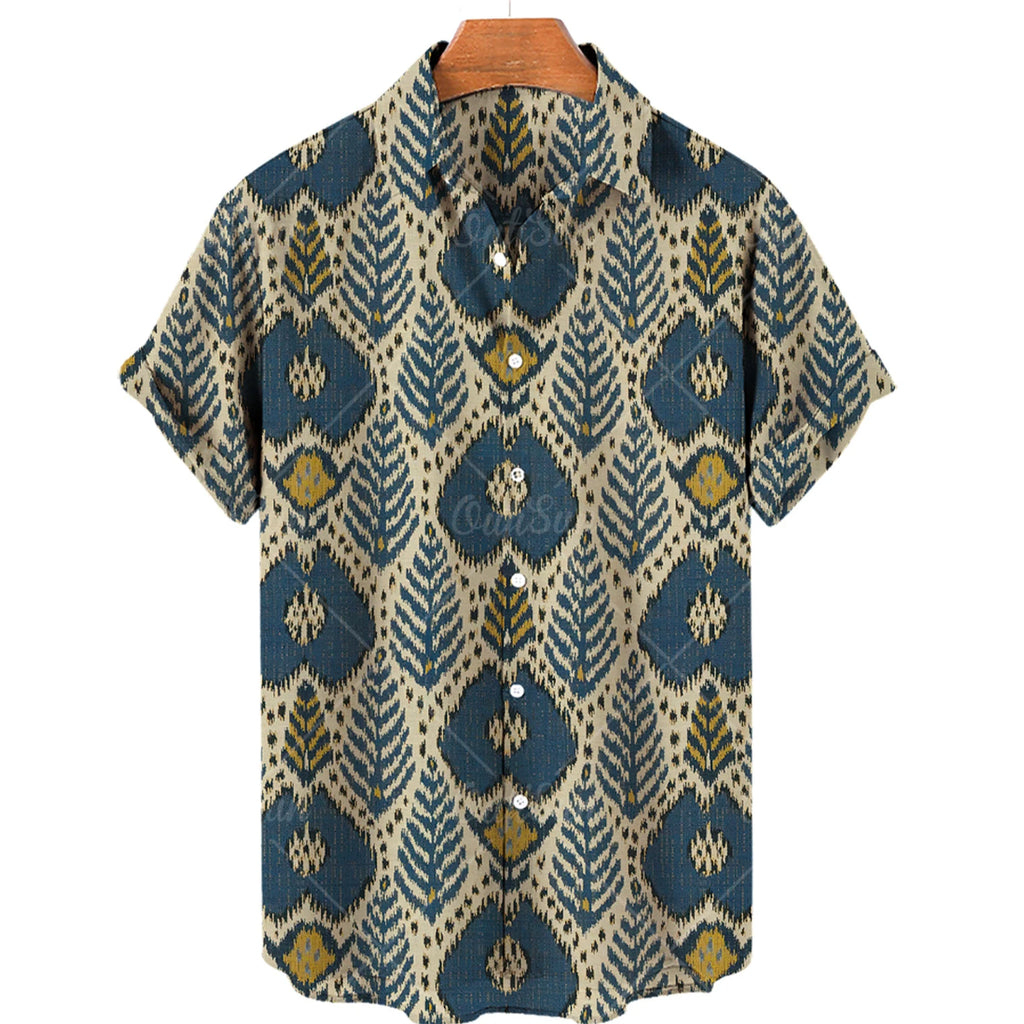 🏝️ The Dasan Majestic Edition: Ultra-Luxury Men’s High-End Hawaiian Shirt – High-Definition Floral & Ethnic Graphic Print, Premium Cooling Performance Fabric, and Sophisticated Resort-Luxe Button-Down