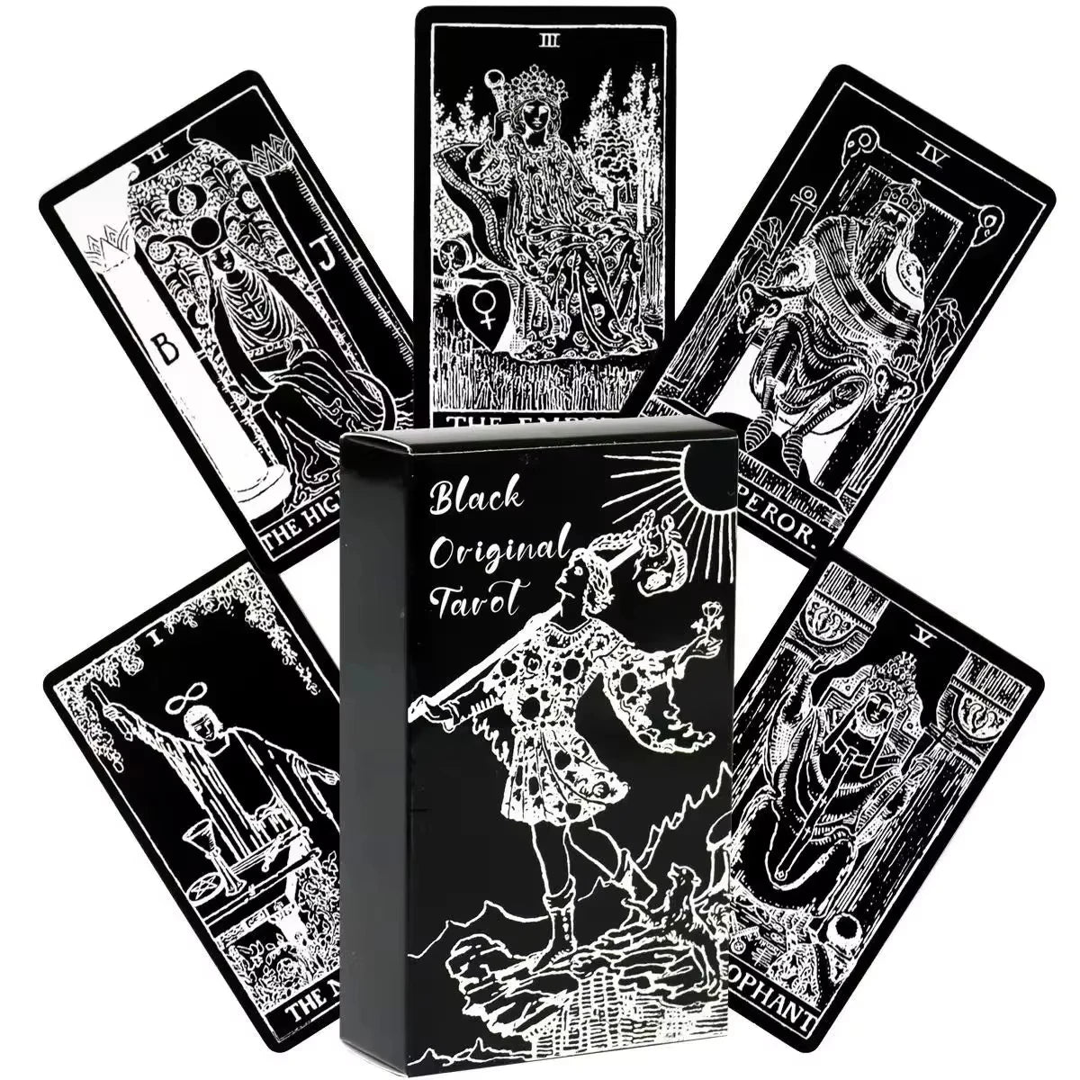 🖤⚪ Black and White Rider Tarot Deck | 78 Cards | Rider-Waite System | Beginner-Friendly Pocket Size Tarot