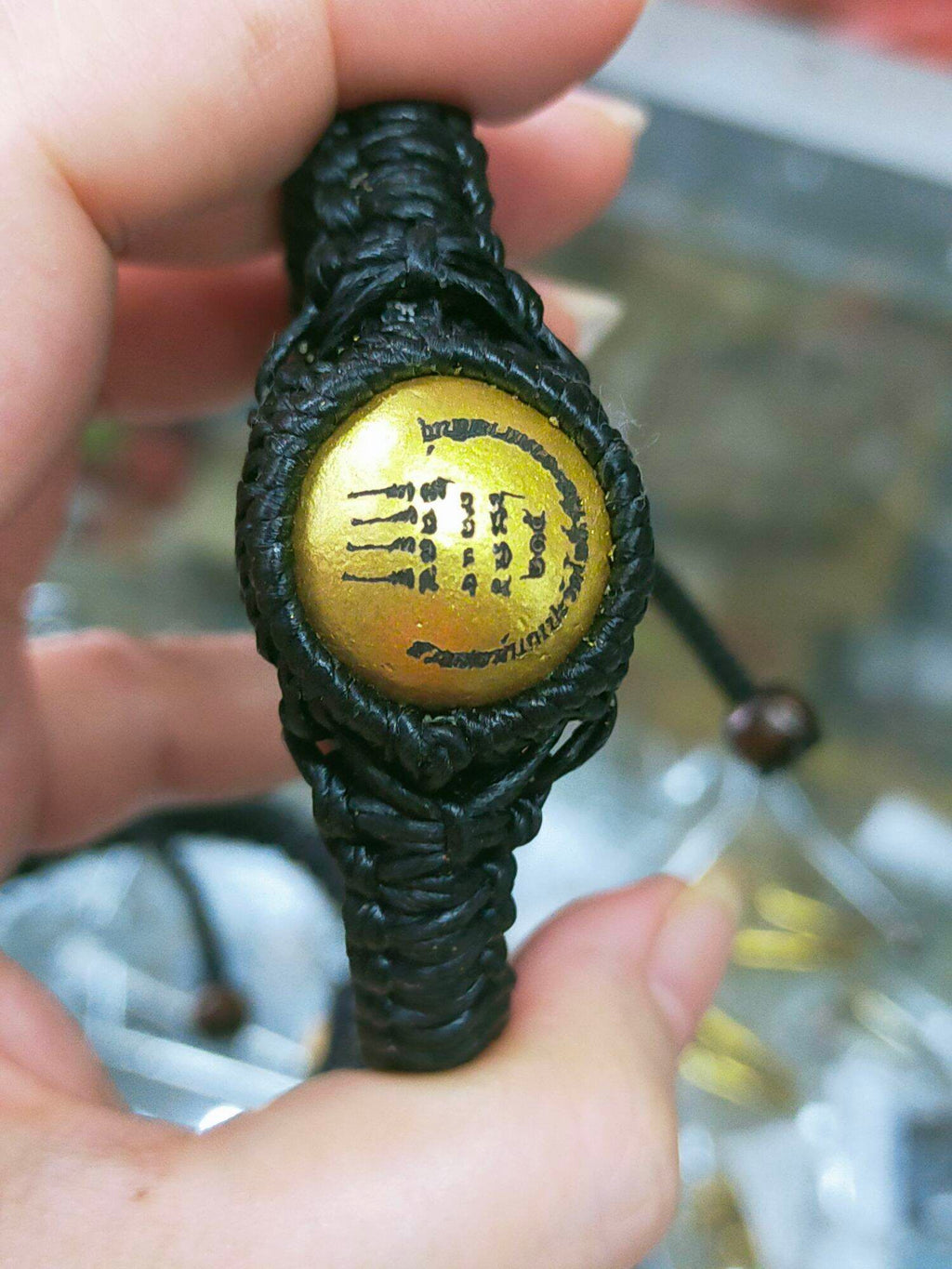 Authentic Braided Cord Bracelet with Luk Om Plik Duang by Luang Pu Sila - Spiritual Luck and Protection Charm