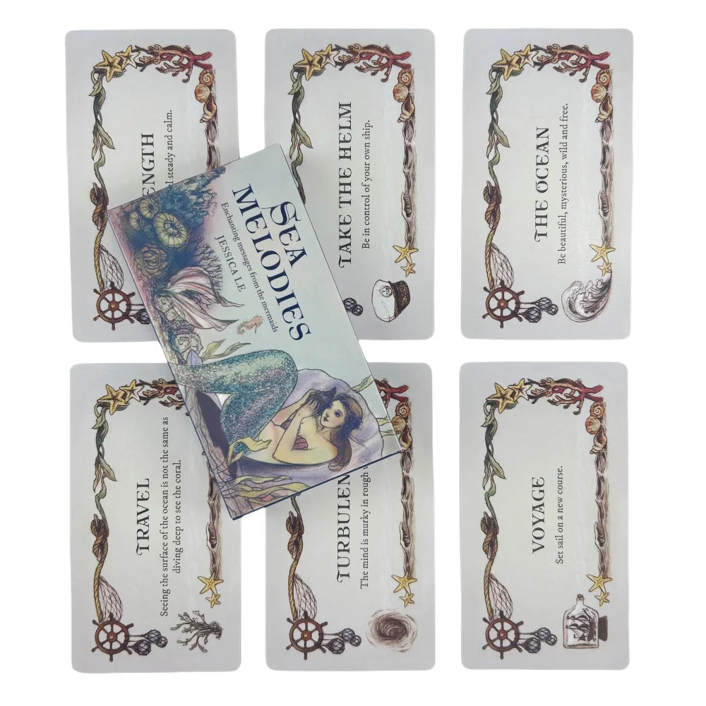Sea Melodies Oracle Cards – 40-Card Deck "Message From The Mermaids" English Visions Divination Edition for Board & Party Games