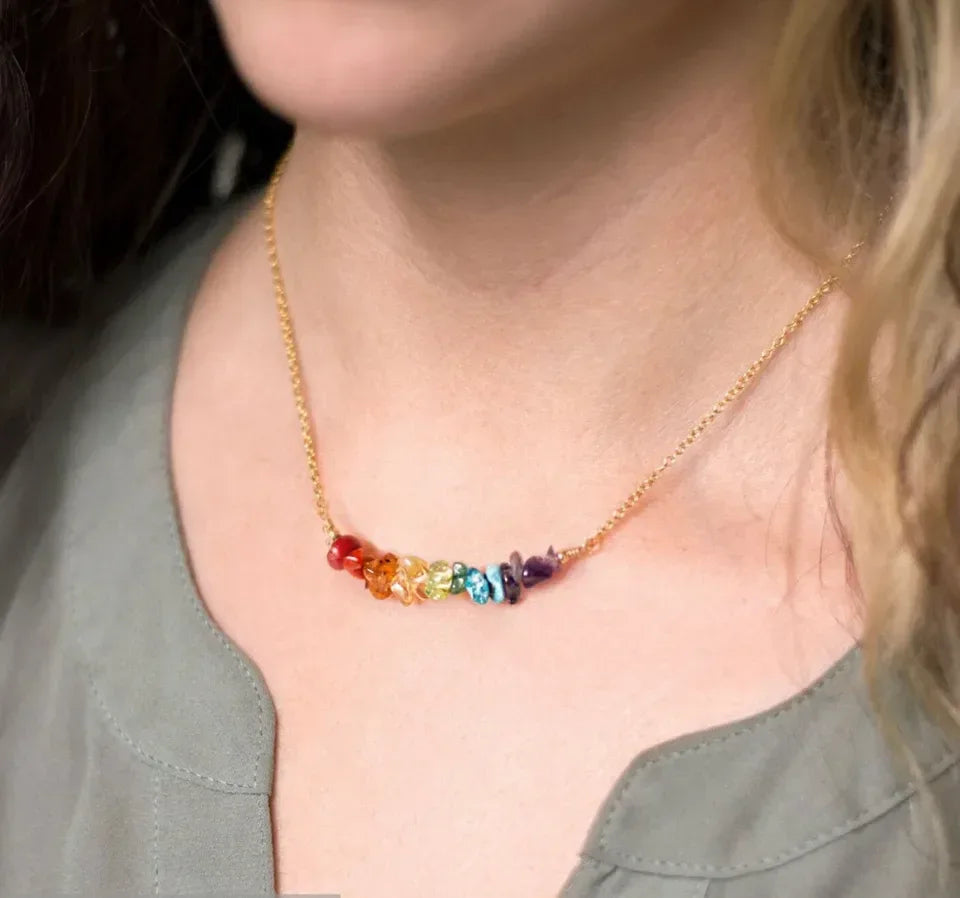 ✨ Turquoise Crystal Beaded Necklace – Perfect 11th Anniversary Gift for Wife – December Birthstone & Chakra Chip Choker