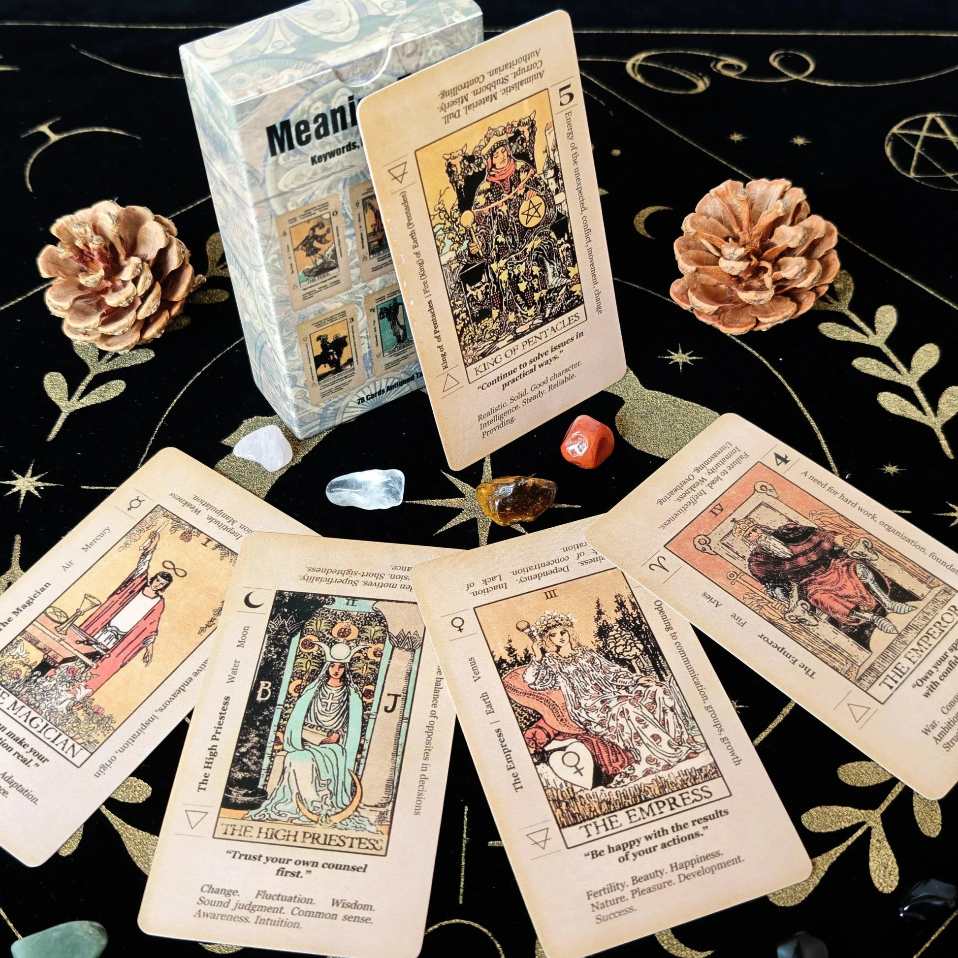 🔥Beginner Tarot Deck with Keywords & Meanings | Antiqued 78-Card Set Including Reversed Cards Guide