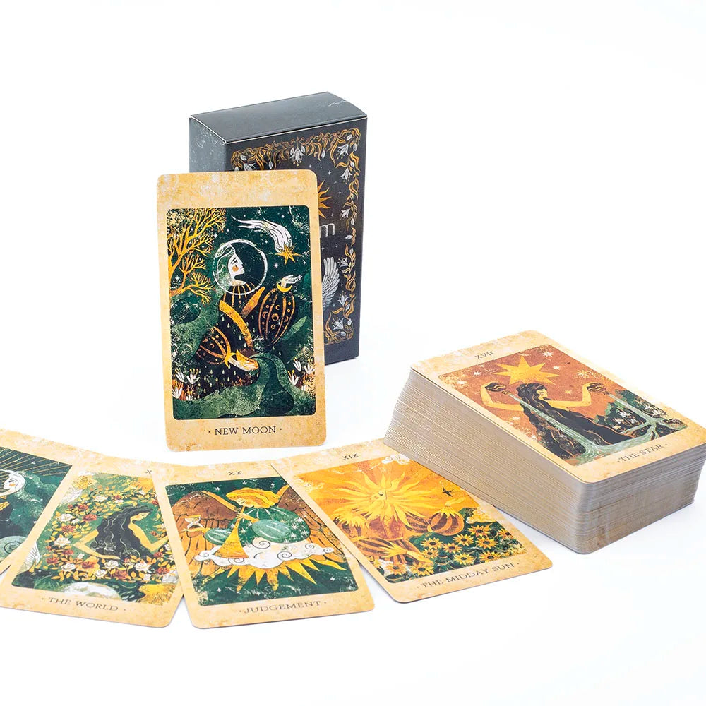 The Solar Kingdom Tarot Deck – 78 Cards + 8 Special Sun and Moon Cards, English Visions Divination Edition for Board and Party Games (10.4x6.1 cm)
