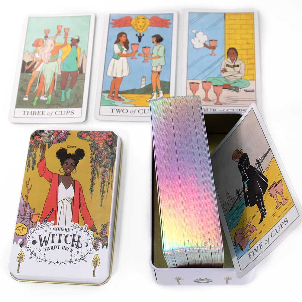 🃏 Adventure Time Tarot Cards – 78 Pcs Deck in Tin Metal Box with Gold-Plated Edges for Divination & Gifts VIOLET 紫罗兰