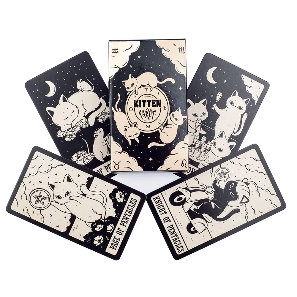 Kitten Tarot Oracle Cards – 78-Card English Deck for Fate Divination, Leisure Entertainment, and Family Gathering Board Games