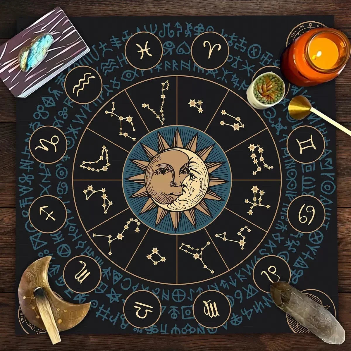 🃏 Mandala Tree of Life Tarot Tablecloth – Sea Velvet Square Butterfly Altar Cloth for Tarot Readings, Terrace Dining & Multi-Purpose Mystic Decor 015