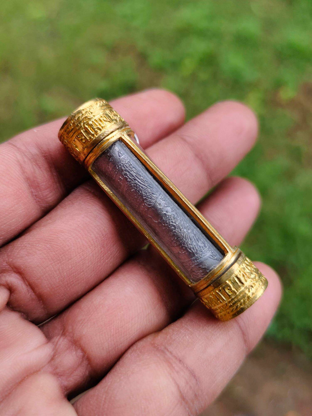 Authentic Takrut Talisman Narai Phlikphaendin - Sacred Gold Amulet with Gemstone Inlays & Supreme Protection