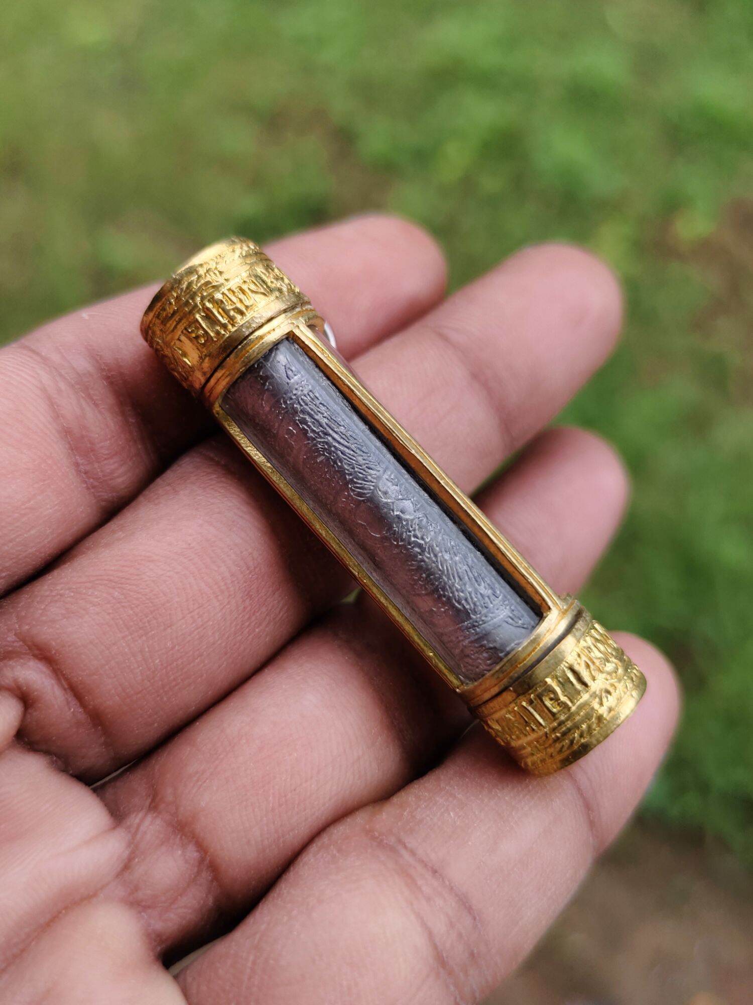Authentic Takrut Talisman Narai Phlikphaendin - Sacred Gold Amulet with Gemstone Inlays & Supreme Protection