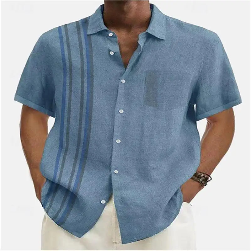 🌍 The Ethno-Block 3D Masterpiece: Premium Men’s Ethnic Color-Block Shirt – High-Definition Digital Print, Breathable Short-Sleeve Button-Down (Hemd Herren), and Sophisticated Resort Silhouette