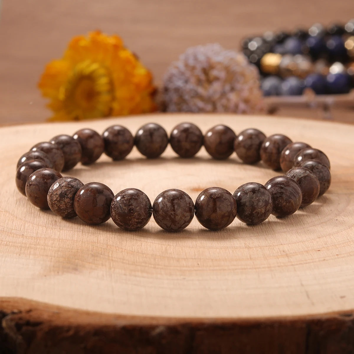 ☕ Brown Coffee Agate Bracelet for Women – Elegant Natural Stone Beaded Jewelry