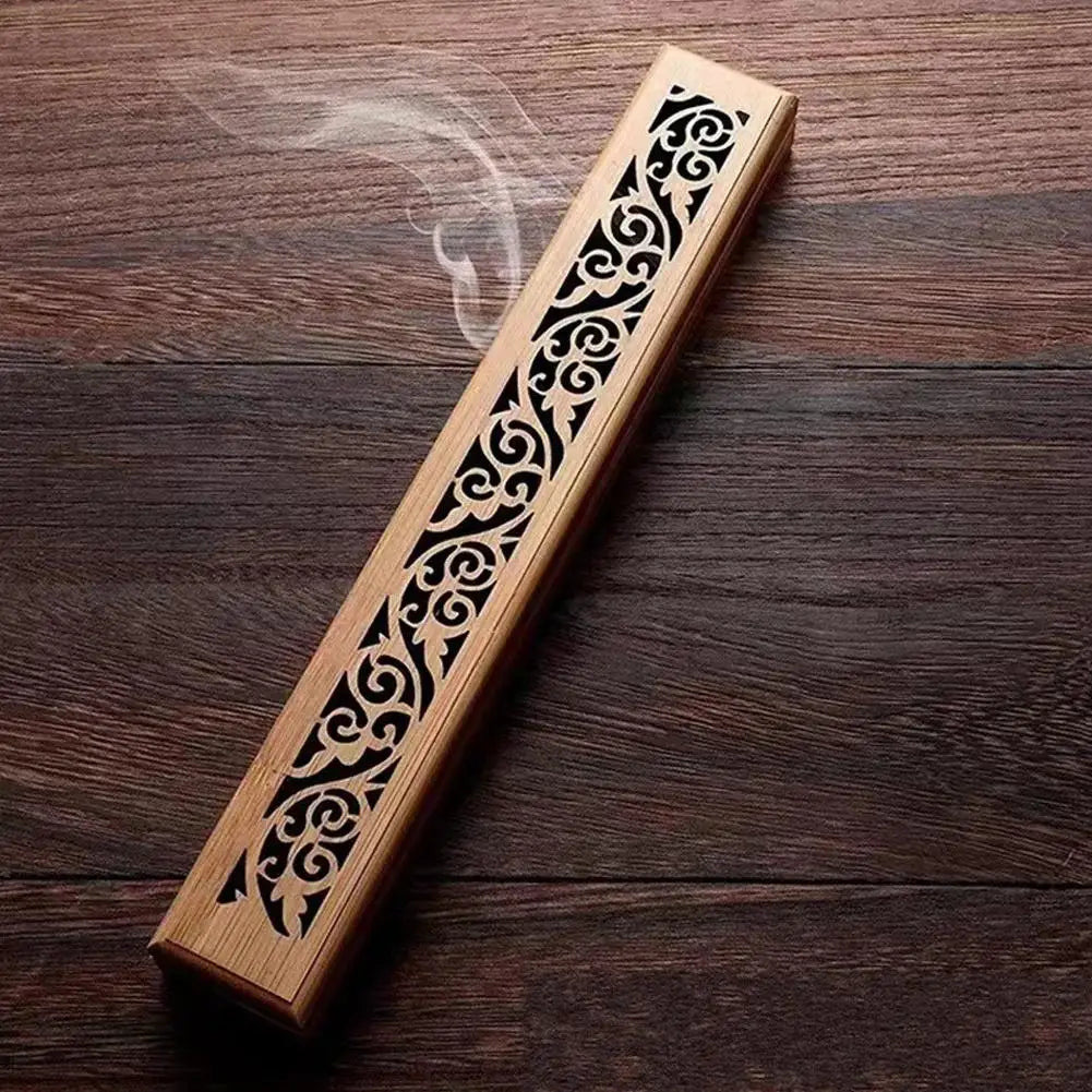 🌿 Natural Bamboo Incense Burner with Laying Plate – Aromatherapy Wooden Box for Incense Storage & Burning | Free Shipping