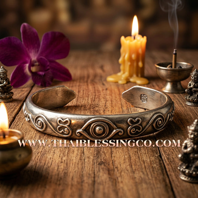 ✨🕉️ Si Hu Ha Ta Divine Alchemy Bracelet: The Celestial Five-Eyed Four-Eared Wealth-Devouring Deity of Infinite Abundance, Merciful Charisma, and Miraculous Fortune - Sacred 2025 Wai Khru Master Edition (Alpaca Silver)