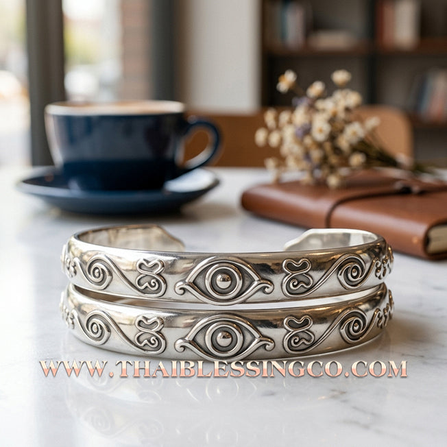 ✨🕉️ Si Hu Ha Ta Divine Alchemy Bracelet: The Celestial Five-Eyed Four-Eared Wealth-Devouring Deity of Infinite Abundance, Merciful Charisma, and Miraculous Fortune - Sacred 2025 Wai Khru Master Edition (Alpaca Silver)