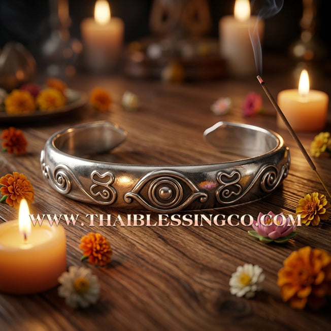 ✨🕉️ Si Hu Ha Ta Divine Alchemy Bracelet: The Celestial Five-Eyed Four-Eared Wealth-Devouring Deity of Infinite Abundance, Merciful Charisma, and Miraculous Fortune - Sacred 2025 Wai Khru Master Edition (Alpaca Silver)