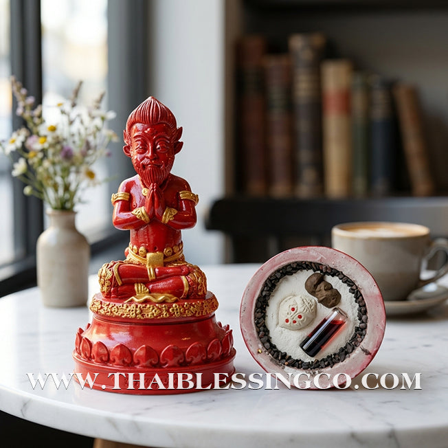 👹💰 Si Hu Ha Ta (The Five-Eyed, Four-Eared Deity) – "Mee Wai Ruay" (Owned to be Wealthy) Edition – Kruba Nuea Rit, Wat Saphan Dam – The Divine Engine for Manifesting Gold from Charcoal, Supreme Luck, and Unstoppable Life Elevation!