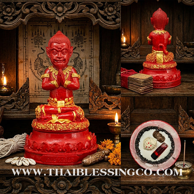 👹💰 Si Hu Ha Ta (The Five-Eyed, Four-Eared Deity) – "Mee Wai Ruay" (Owned to be Wealthy) Edition – Kruba Nuea Rit, Wat Saphan Dam – The Divine Engine for Manifesting Gold from Charcoal, Supreme Luck, and Unstoppable Life Elevation!