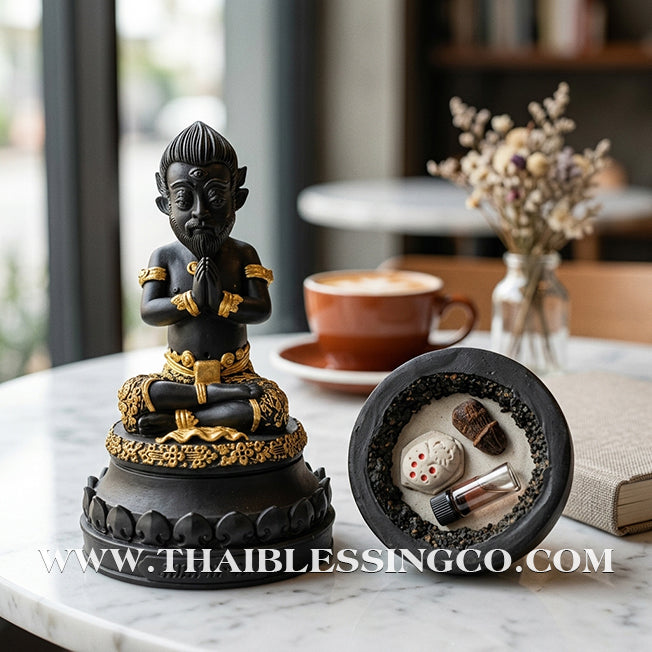 👹💰 Si Hu Ha Ta (The Five-Eyed, Four-Eared Deity) – "Mee Wai Ruay" (Owned to be Wealthy) Edition – Kruba Nuea Rit, Wat Saphan Dam – The Divine Engine for Manifesting Gold from Charcoal, Supreme Luck, and Unstoppable Life Elevation!
