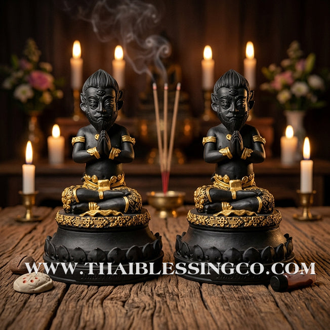👹💰 Si Hu Ha Ta (The Five-Eyed, Four-Eared Deity) – "Mee Wai Ruay" (Owned to be Wealthy) Edition – Kruba Nuea Rit, Wat Saphan Dam – The Divine Engine for Manifesting Gold from Charcoal, Supreme Luck, and Unstoppable Life Elevation!