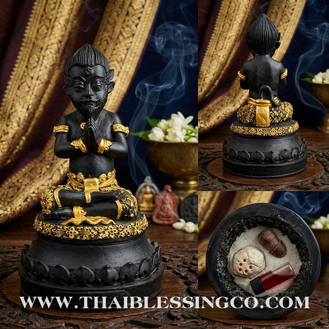 👹💰 Si Hu Ha Ta (The Five-Eyed, Four-Eared Deity) – "Mee Wai Ruay" (Owned to be Wealthy) Edition – Kruba Nuea Rit, Wat Saphan Dam – The Divine Engine for Manifesting Gold from Charcoal, Supreme Luck, and Unstoppable Life Elevation!