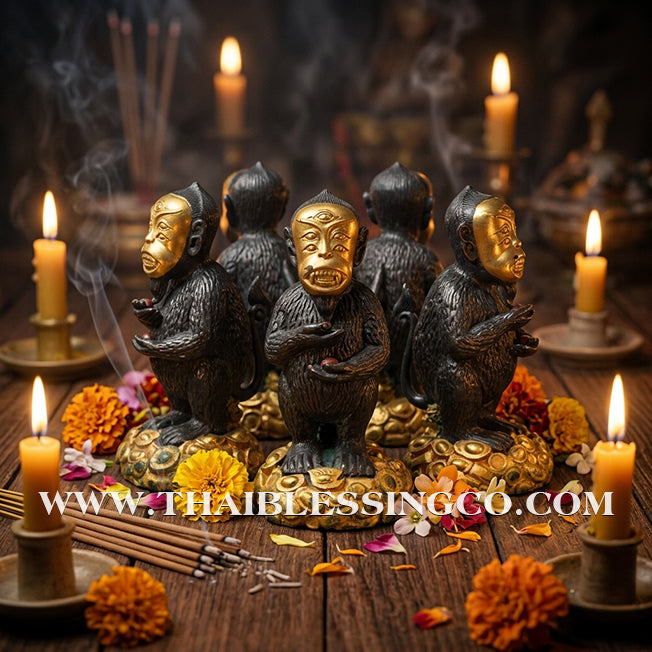 👹💰 Si Hu Ha Ta (The Five-Eyed, Four-Eared Deity) – "Sang Suan Pa" (Wai Kru 55) Edition – Kruba Subin Sumetso – The Divine Engine for Converting Challenges into Pure Gold, Supreme Luck, and Unstoppable Life Elevation!
