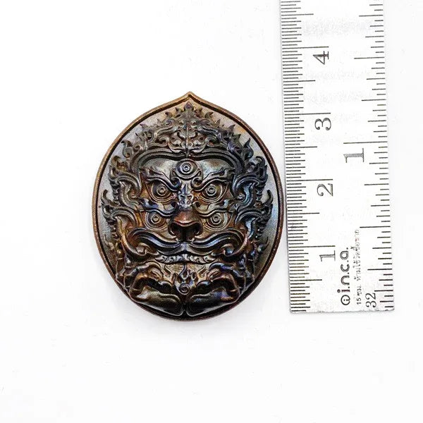 🪙 Si Hu Ha Ta “Stairway to Heaven” – Blackened Copper Four‑Ears Five‑Eyes Prosperity Amulet (Large & Small), Kruba Boonyang, Wat Huai Nam Un, Lamphun, B.E. 2556 Large print – approx. 3 cm: