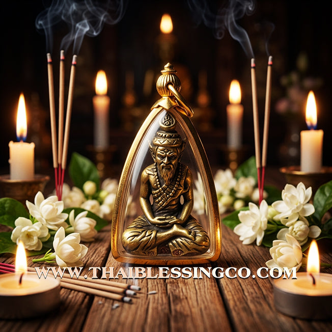 ✨ Sovereign Fire-Eyed Sage: Authentic "Reusi Ta Fai" (Grandfather’s Wealth Edition) Satin-Plated Bell Brass Talisman by Luang Ta Ruam (Wat Khok Samran) – 2567 BE Premium Edition in Waterproof Micron Gold Frame ✨