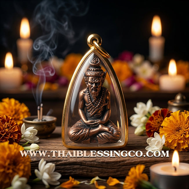 ✨ Sovereign Fire-Eyed Sage: Authentic "Reusi Ta Fai" (Grandfather’s Wealth Edition) Satin-Plated Sacred Copper Talisman by Luang Ta Ruam (Wat Khok Samran) – 2567 BE Premium Edition in Waterproof Micron Gold Frame ✨