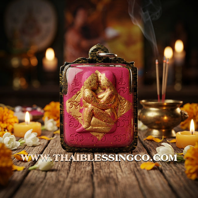 ✨ Sovereign Pink Magnetism: Authentic "Inn-Khoo Ruai Sane" (Wealthy Charm Lovers) Pink Sacred Powder Talisman – Gold Leaf Edition in Seduction Oil by Rue Si Ruai Chak Phet – 2562 BE Edition ✨