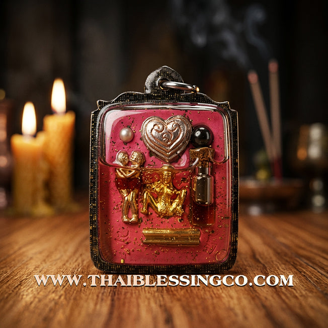 ✨ Sovereign Pink Magnetism: Authentic "Inn-Khoo Ruai Sane" (Wealthy Charm Lovers) Pink Sacred Powder Talisman – Gold Leaf Edition in Seduction Oil by Rue Si Ruai Chak Phet – 2562 BE Edition ✨