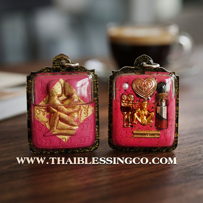 ✨ Sovereign Pink Magnetism: Authentic "Inn-Khoo Ruai Sane" (Wealthy Charm Lovers) Pink Sacred Powder Talisman – Gold Leaf Edition in Seduction Oil by Rue Si Ruai Chak Phet – 2562 BE Edition ✨