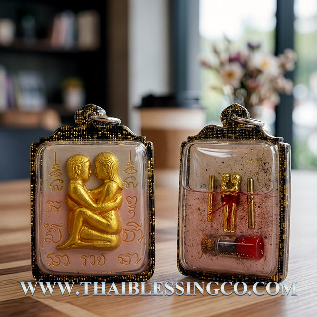 ✨ Sovereign Radiant Union: Authentic Thai Inn-Khoo White Charm Powder & Gold Leaf Talisman Encased in Sacred Attraction Oil by Reusi Ruai Chak Phet (2562 BE Edition) ✨
