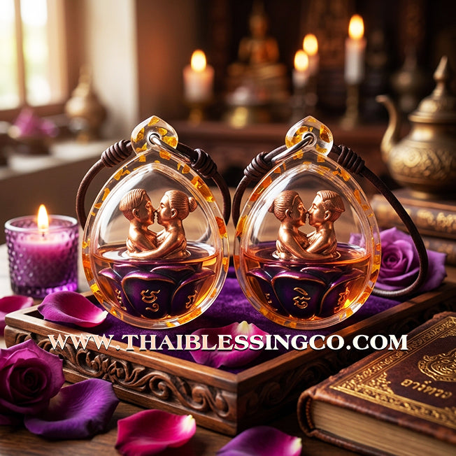 ✨ Sovereign Soul-Binder: Authentic "Inn-Khoo Saneha Mat-Jai" (Lovers' Heart-Tie) 1st Edition – Samrit Bronze & Purple Enamel (Leum Namman Saneha Rakha) by Arjan Nong Mon Sarika Pak Dee – 2567 BE Teacher’s Day Edition ✨