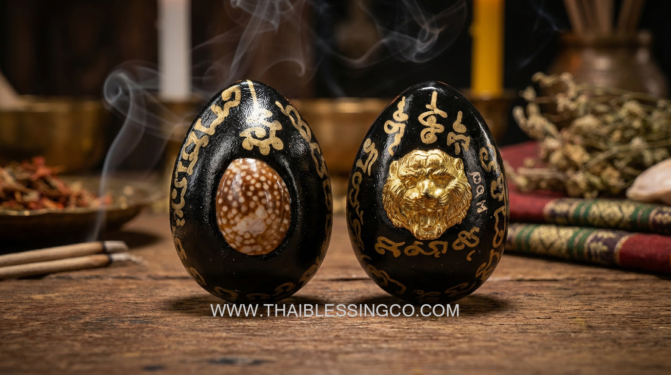 ✨ Sovereign Tiger King Astral Bia Gae: Ultimate Evil-Shielding & Supreme Authority Talisman – Mercury-Infused Sacred Cowrie by Luang Pu Pha (B.E. 2567-2568)