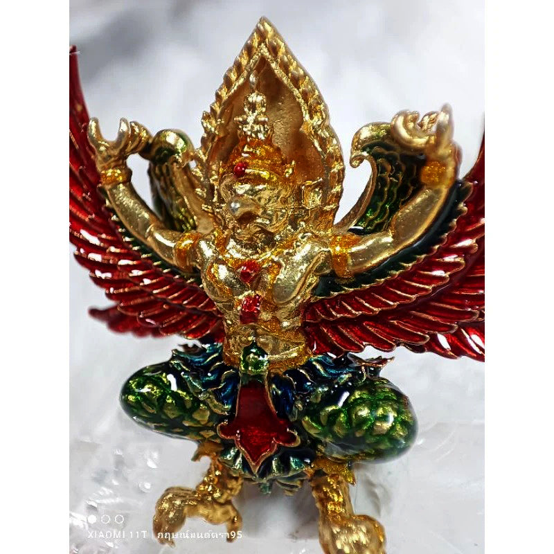 🦅 Supreme “Rich Authority Garuda” – Phaya Suban Paksee Wealth & Power Amulet by Luang Pu Chatch, Wat Ban Poon (3.5 x 3.5 cm) Gold-plated bronze with enamel