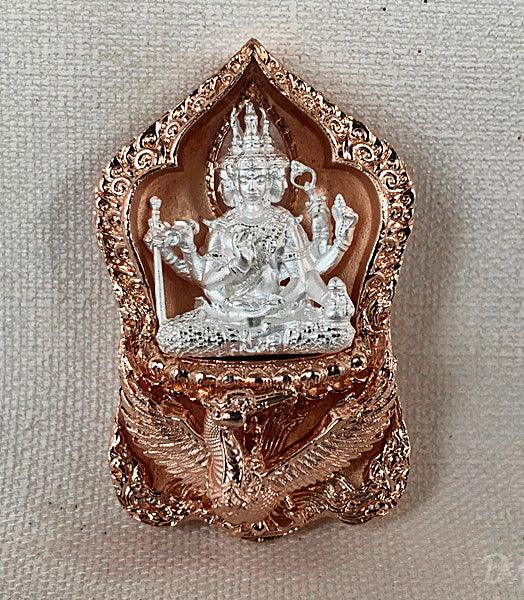 ✨ Supreme Siam Brahma Deity Medallion – Four‑Faced Blessings, Wisdom & Prosperity Amulet by Luang Pu Khampheng, Makha Ngam Hermitage, Kamphaeng Phet 2K plated bronze silver body
