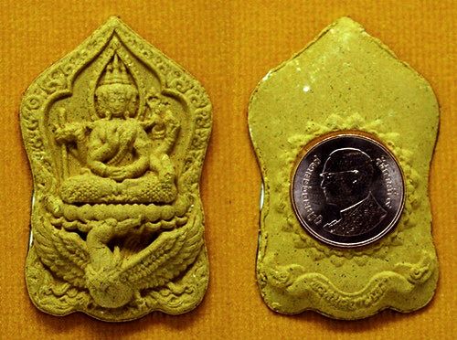 ✨ Supreme Siam Brahma Deity Medallion – Four‑Faced Blessings, Wisdom & Prosperity Amulet by Luang Pu Khampheng, Makha Ngam Hermitage, Kamphaeng Phet Charm Powder Yellow