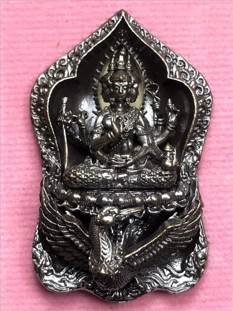 ✨ Supreme Siam Brahma Deity Medallion – Four‑Faced Blessings, Wisdom & Prosperity Amulet by Luang Pu Khampheng, Makha Ngam Hermitage, Kamphaeng Phet Blackened bronze
