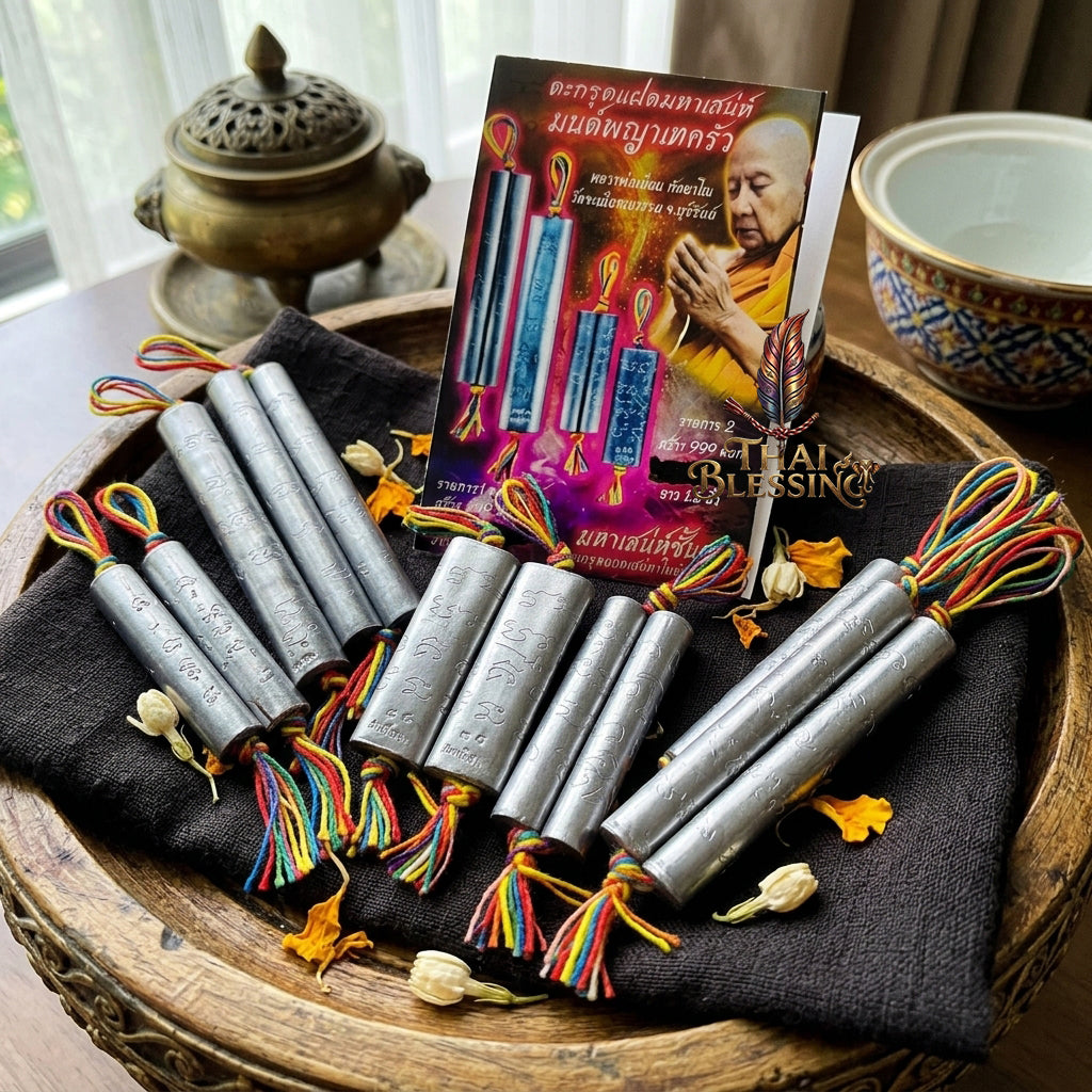 🔱 Takrut Faet Maha Saneh "Mon Phraya Thae Khrua": The Twin Pillars of Hypnotic Domain Command – Luang Pho Mian (Wat Chaniang Wanaram) – The Ultimate Khmer Sorcery Engine for Total Audience Capture & Infinite Wealth!