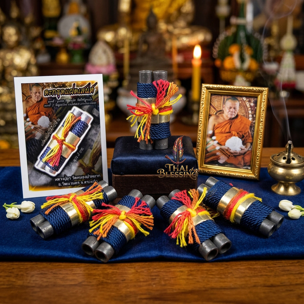 🔱 Takrut Faet Saneh: The Twin Alchemical Regulators of Destiny – Luang Pu Yur (Wat Nong Pa Mak) – The Ultimate Dual-Engine Talisman for Infinite Wealth & Hypnotic Infatuation!
