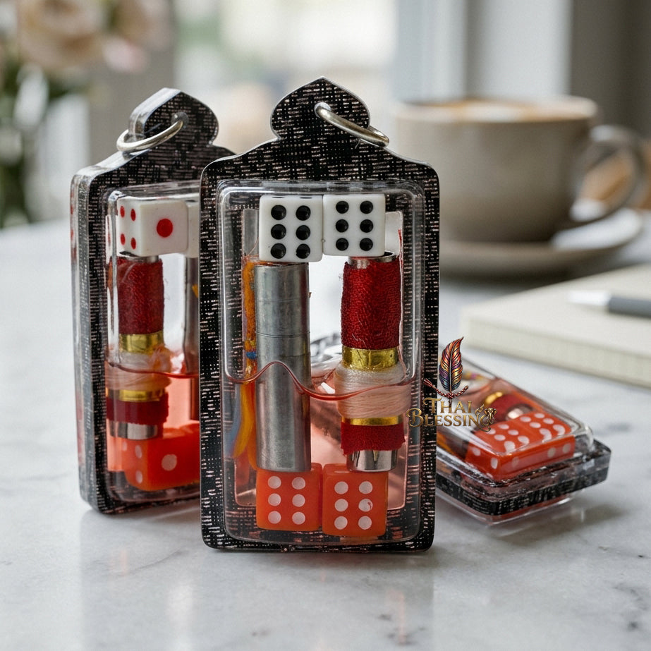 🎲 Takrut Nam Choke The Dual-Engine Fortune Generator – (Lucky Dice & Attraction Oil Edition) – Phra Arjan Wallop – The Ultimate Alchemical Engine for Speculative Victory & Wealth Retention!
